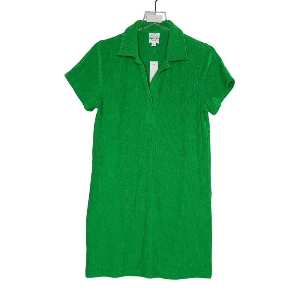 LOFT Beach Polo Terry Mini Dress S NEW Bright Apple Green Summer Vacation